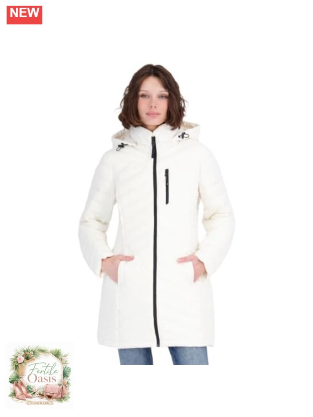Stretch Puffer Jacket Midweight Quilted Coat Detachable Hood